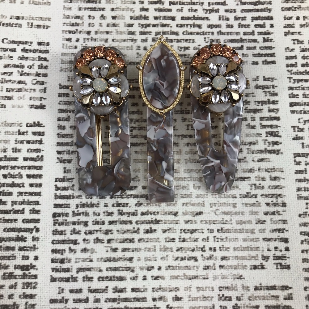 Hair Clips Hair Barrettes Grey Gold